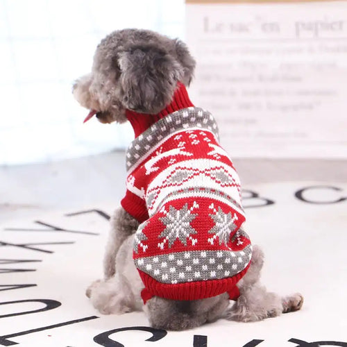 Holiday Reindeer Dog Turtleneck Sweater (1-15lb Dogs Only)