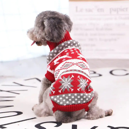 Holiday Reindeer Dog Turtleneck Sweater (1-15lb Dogs Only)