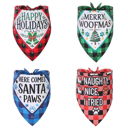 Dog Christmas Bandanas Large 4 Pack Classic