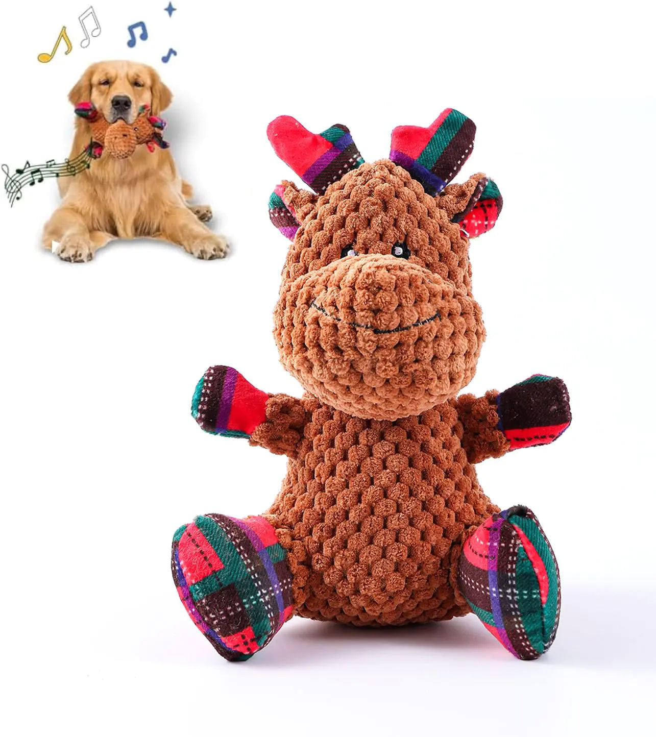 Festive Reindeer Squeaky Dog Toy