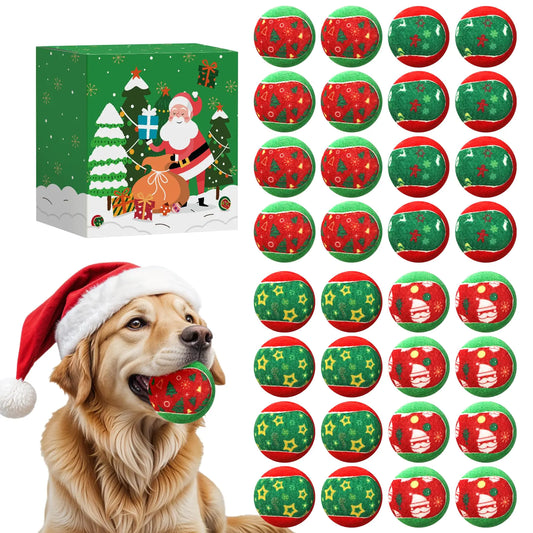 Festive Fetch 32-Pack Christmas Dog Balls