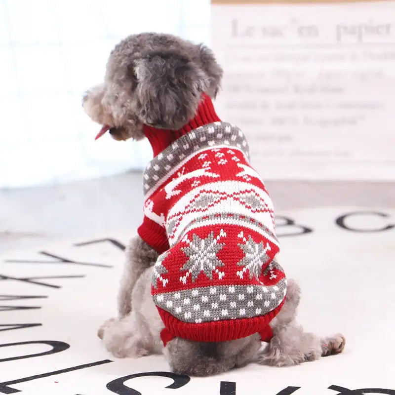 Holiday Reindeer Dog Turtleneck Sweater (1-15lb Dogs Only)